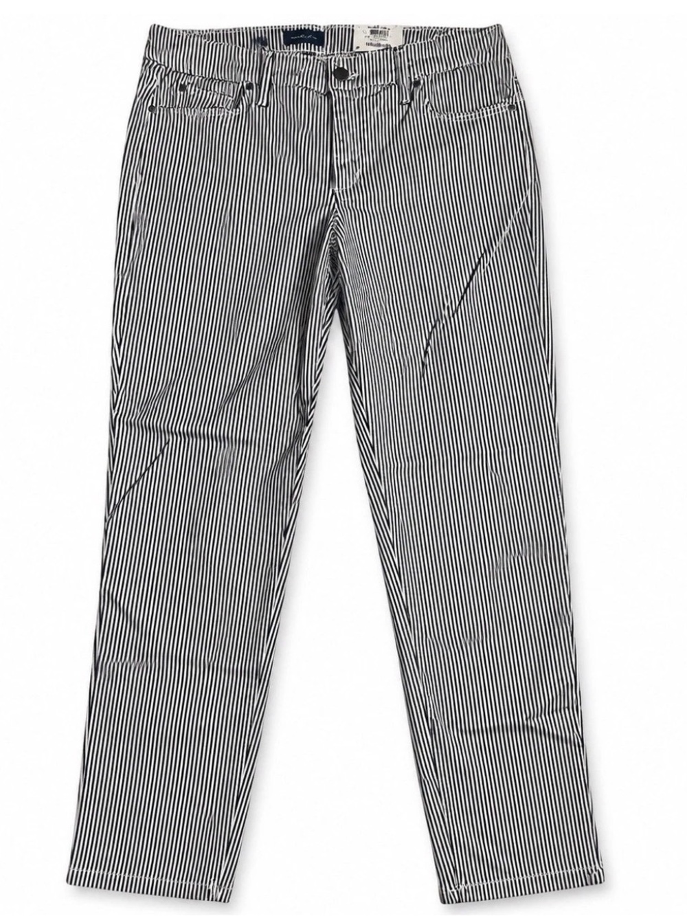 NWT Charter Club Womens 16 Regular Black White Striped Skinny Leg Pants